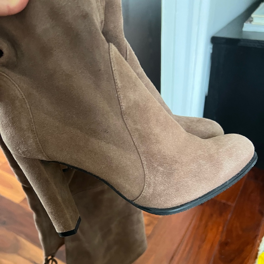 Stuart Weitzman Over-the-Knee Suede Boots in Taupe - Picture 7 of 7